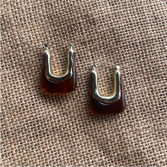 Vintage Geometric Resin Hoop Earring Acrylic U-Shaped hoop endless New In style - Picture 3 of 9